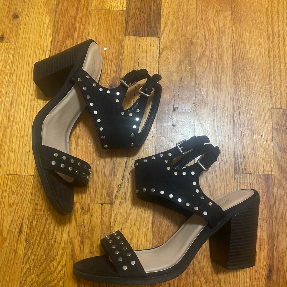 J. Adams black suede studded heel